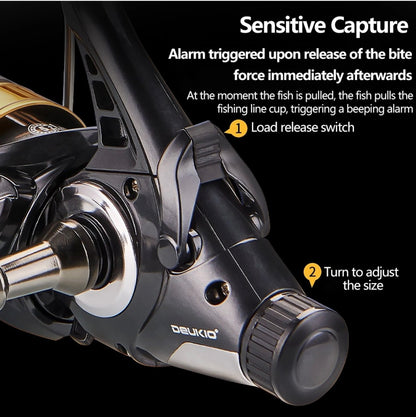 Warrior RA Series Dual Drag Spinning Reel Front & Rear Brake System Bait Clicker Alarm