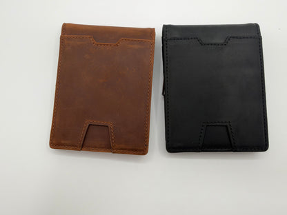 Leather RFID Pocket Wallet with Money Clip (10 Card Capacity)